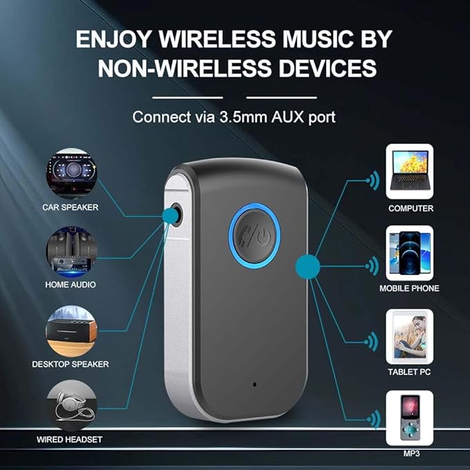 Adaptador Bluetooth AUX para Coche, Receptor Inalámbrico 3.5mm miniatura 2