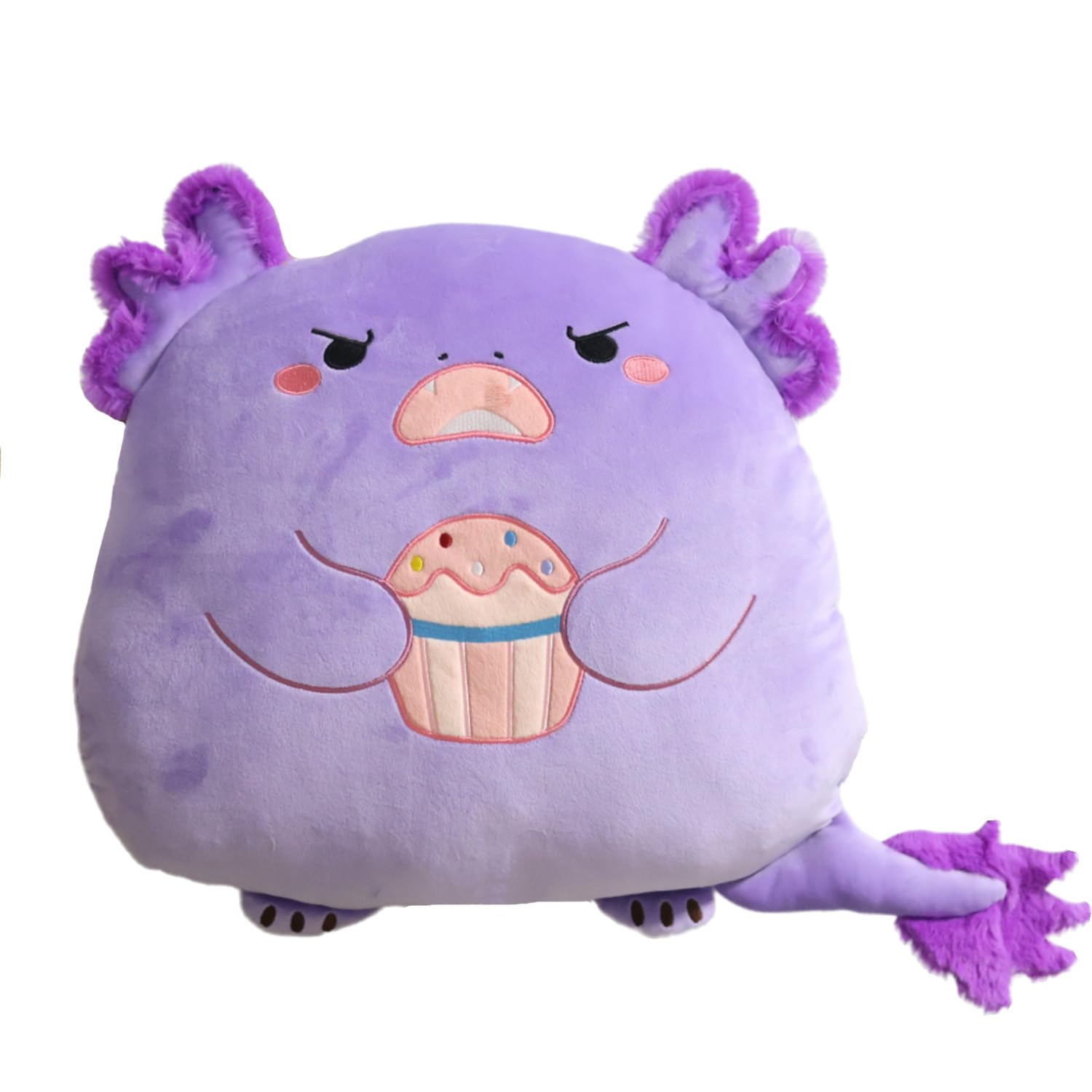 Aiuidun Axolotl Plush,Cute Stuffed Animal Salamander Plush Pillow, Soft Axolotl Hugging Pillow Plushie Toy Gifts for Kids(Purple, Cake)