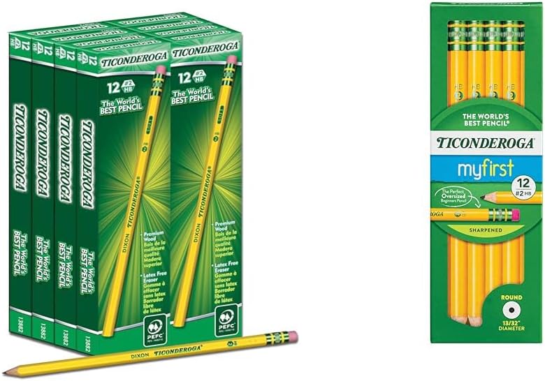 Ticonderoga Wood-Cased Pencils, 96 Count and My First Wood-Cased Pencils, 12 Count Pencil Bundles