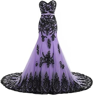 Long Mermaid Black Lace Vintage Gothic Prom Dress Wedding Evening Gown - Buy now