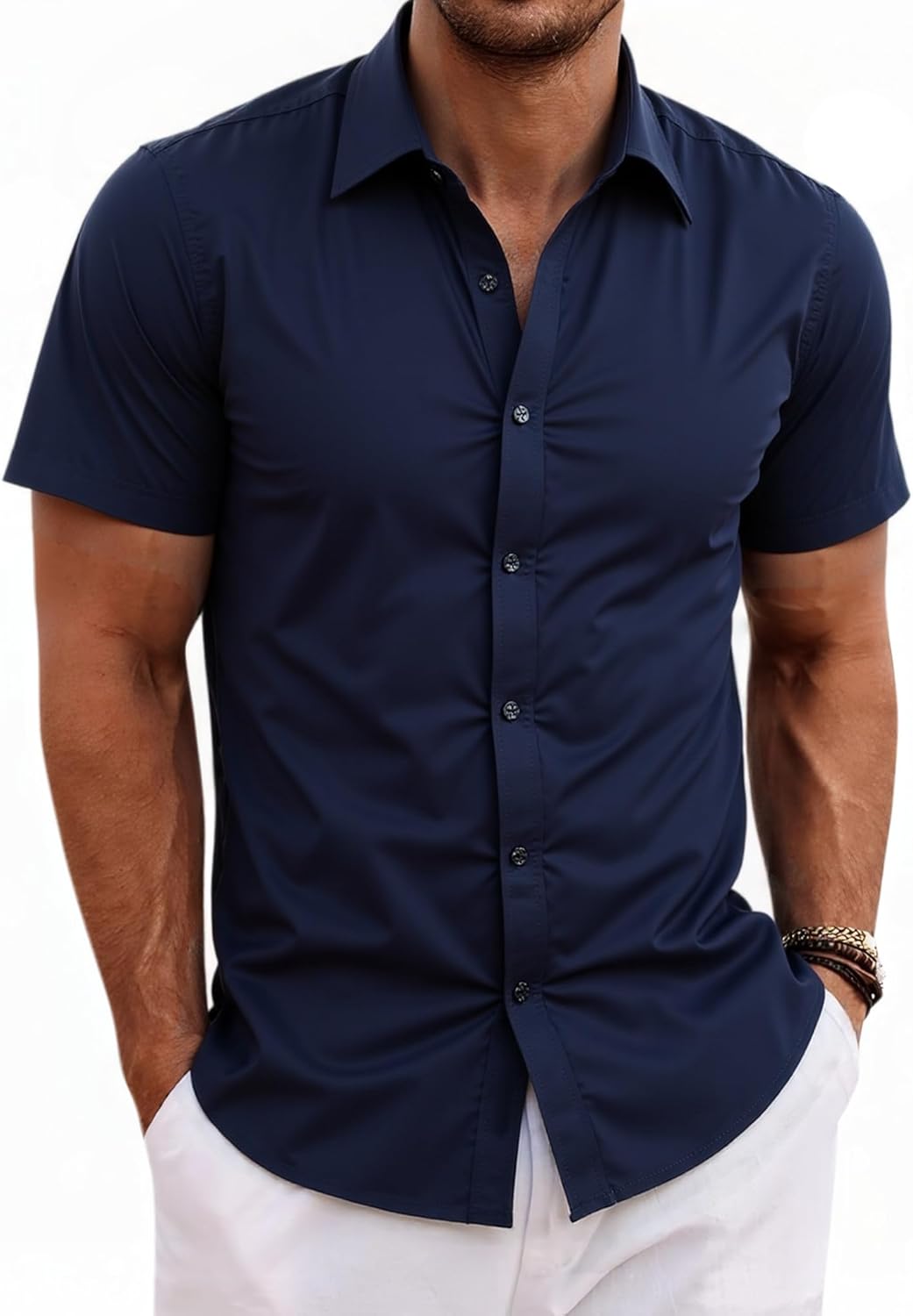 Beninos Men's Short Sleeve Dress Shirt