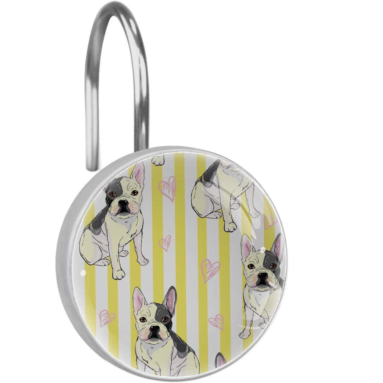 Crochets rideau de douche bouledogue acier inoxydable pour anneaux salle de bain
