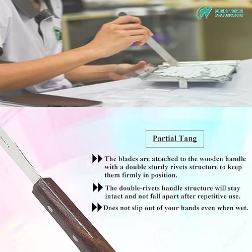 Miniatura 5 de Espátula de laboratorio dental, instrumento de acero inoxidable, hoja de 12 pulgadas, calidad fina con mango de madera, yeso, alginato, mezcla y