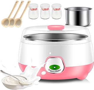 Automatic Yogurt Maker, 800ml Yogurt Maker with 3pcs 100ML Glass Jars and 1 Stainless Steel Liner, Constant Temperature Yoghurt Machine for Home Organic Yogurt, Cheese Maker, Natto Maker