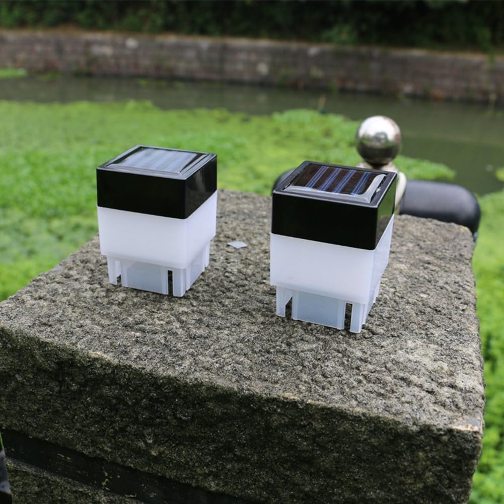 Lampade a LED a energia solare, impermeabili, per esterni, per recinzioni, scale, giardini, patio, vialetti per illuminazione, facili da installare, con tappo in ABS (luce bianca)