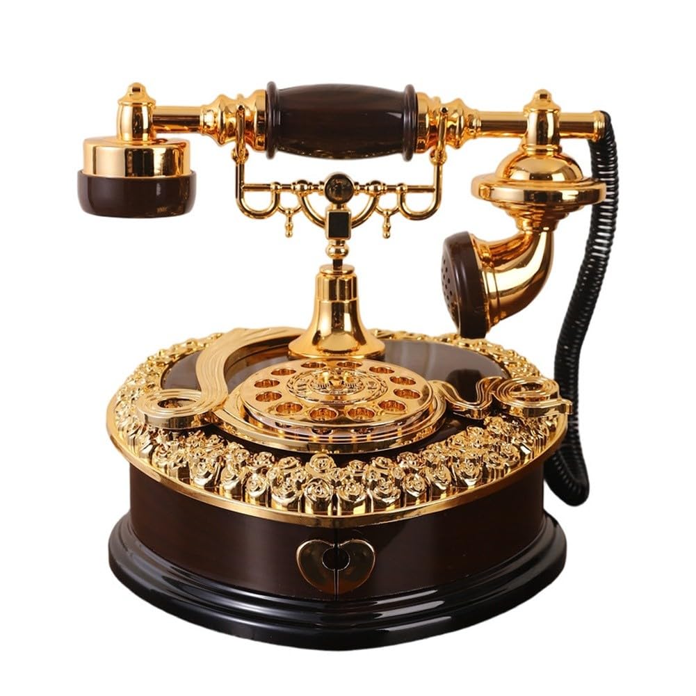 Heart Shaped Telephone Music Box Retro Decorative Wind-Up Melody