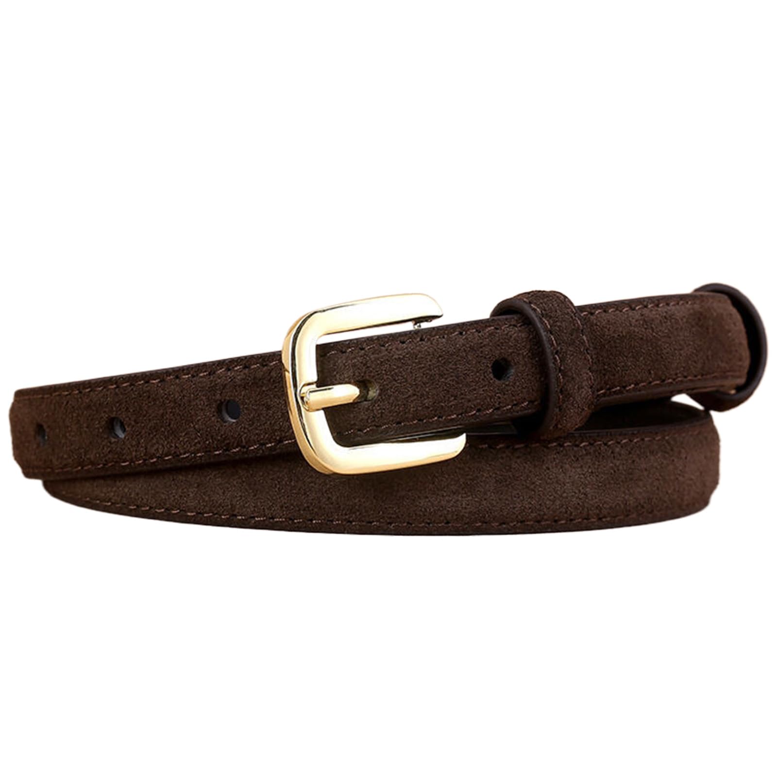 Jiary Unisex Brown A ,100Cm/39.4'',Women's Suede Belts For Jeans, Trendy Elegant Genuine Leather Belts For Women With Silver Buckle For Dress Pants Coat