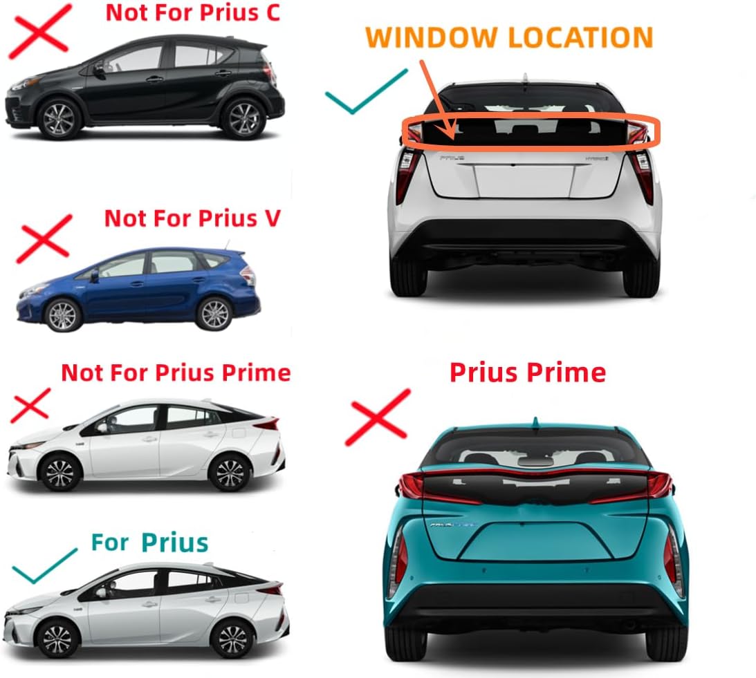 Heated Back Lower Window Rear Glass Privacy Replacement for Toyota Prius 2016-2022 ( Not Fit Prius Prime, C, Or V Models )