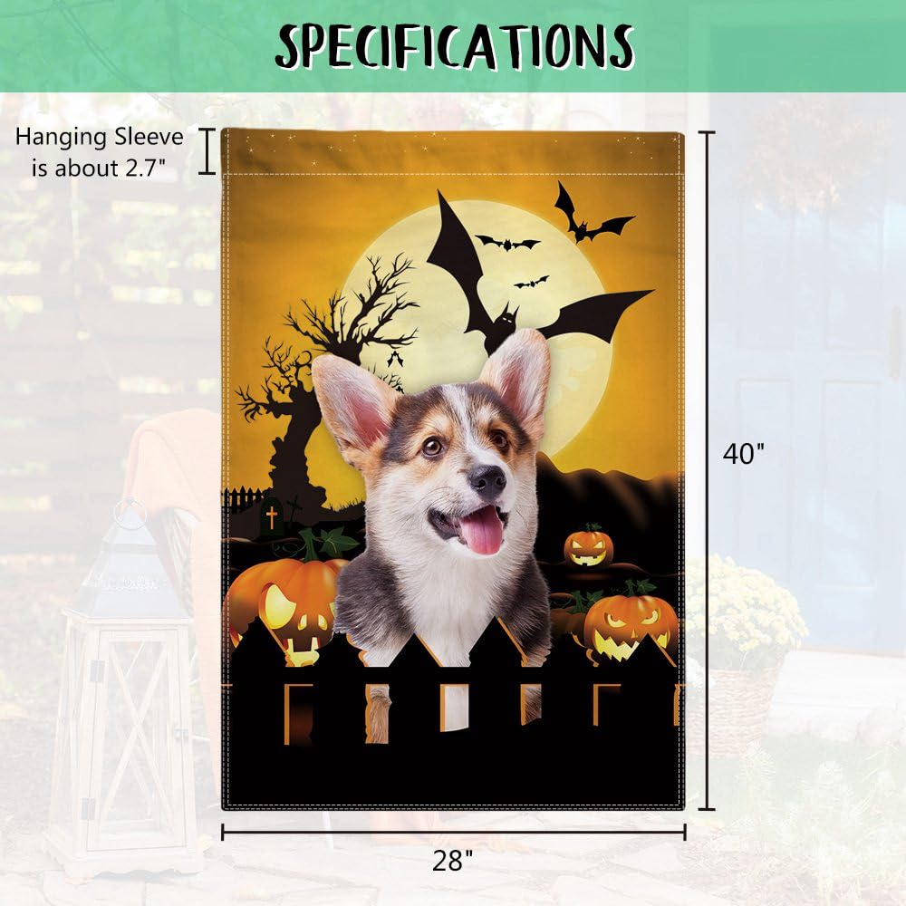 BlissYard Halloween Gartenflagge | 30,5 X 45,7 Cm, Doppelseitig | Mit Kürbis, Schwarzer Katze & Fledermaus | Für Garten & Vorgarten