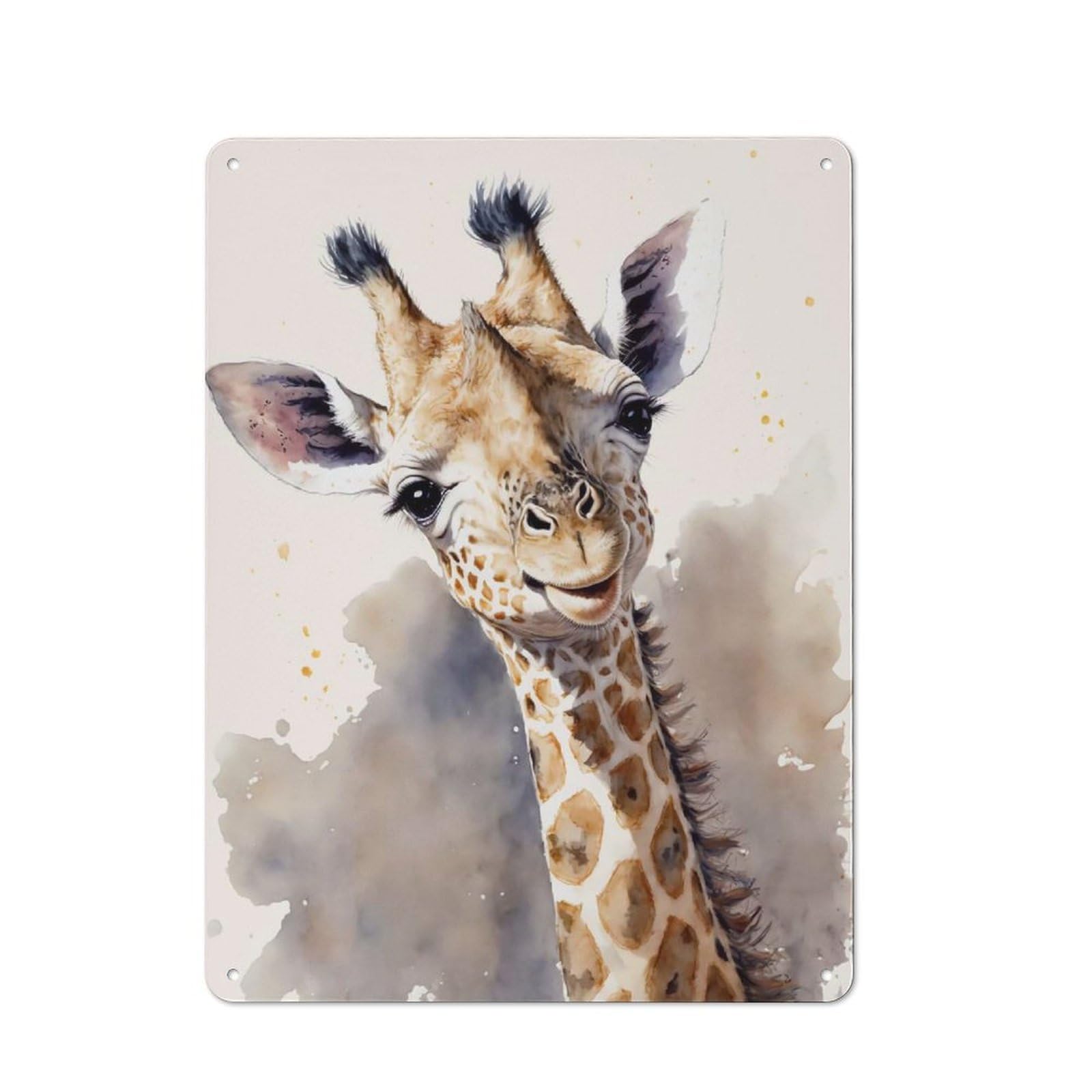Junmoney Cute Baby Giraffe Painting Metal Wall Sign 40X30cm Featuring For Café Or Restaurant, A Decorative Metal Sign For Cafés And Restaurants