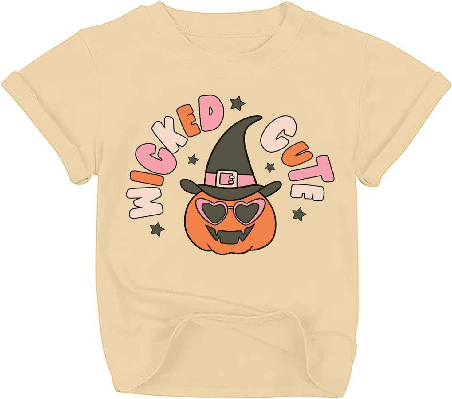 Wicked Cute Retro Halloween Tees Toddler Girls Boys Cute Pumpkin Face Graphic Tshirt Short Sleeve Fall Tops
