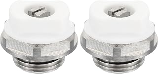 PATIKIL 3/8" BSP 2Pack Stecker Gewinde Manuelle Heizkörper Entlüftung | Stopfen Ventile Vernickelt Messing Stecker für Heizkörper Silber Weiß