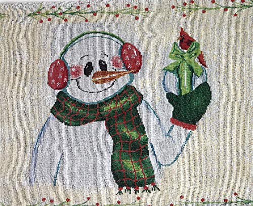 Dada Bedding Magical Snowman Placemats - Set Of 4 Festive Holiday White Tapestry - Cotton Linen Woven Dining Table Mats - 13” X 19” (9733) #TOP2