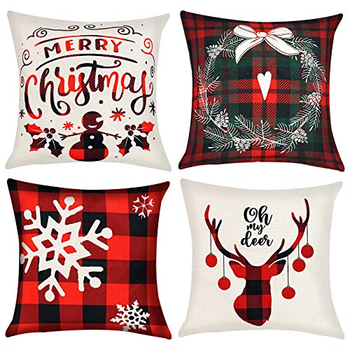 VGOODALL - Housse de coussin de Noël - 4 pièces - 18 - Style aléatoire Cover