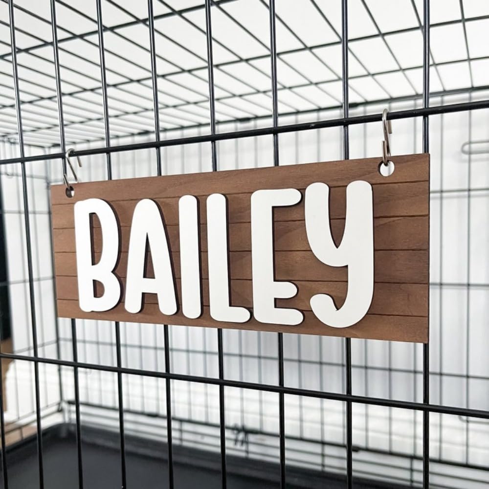 Personalized Dog Crate Sign Black and White,Personalized Kennel Name Plate Dog Paw Pet Tag Doghouse Pet Supplies Decor Plaques (22X9.53cm/8.75x3.75in)