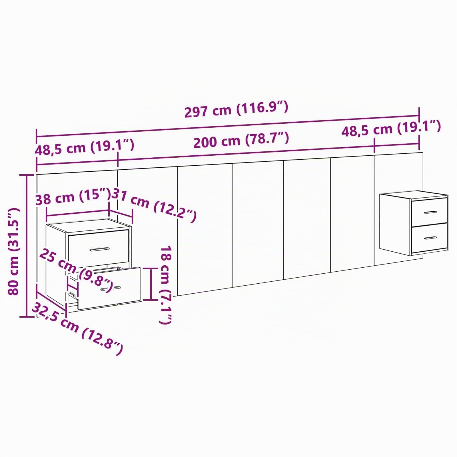 vidaXL Cabecero con Mueble 3 uds. Roble Artisan Madera de ingeniería