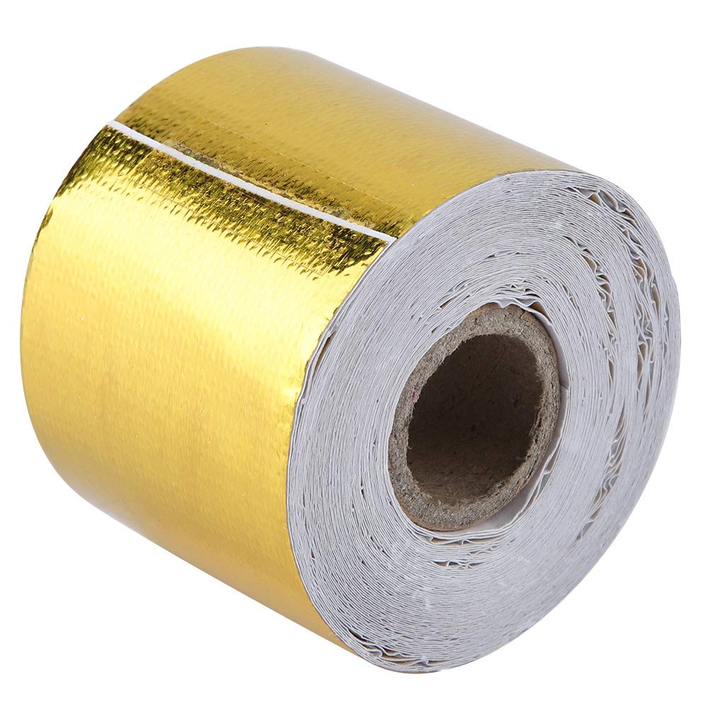 Nastro Termoriflettente Dorato, Nastro Adesivo per Scudo Termico, Nastro in Lamina di Alluminio Dorato, Nastro di Scarico Resistente Al Calore per Tubo di Aspirazione Dell'auto e (Oro 10M*5Cm)