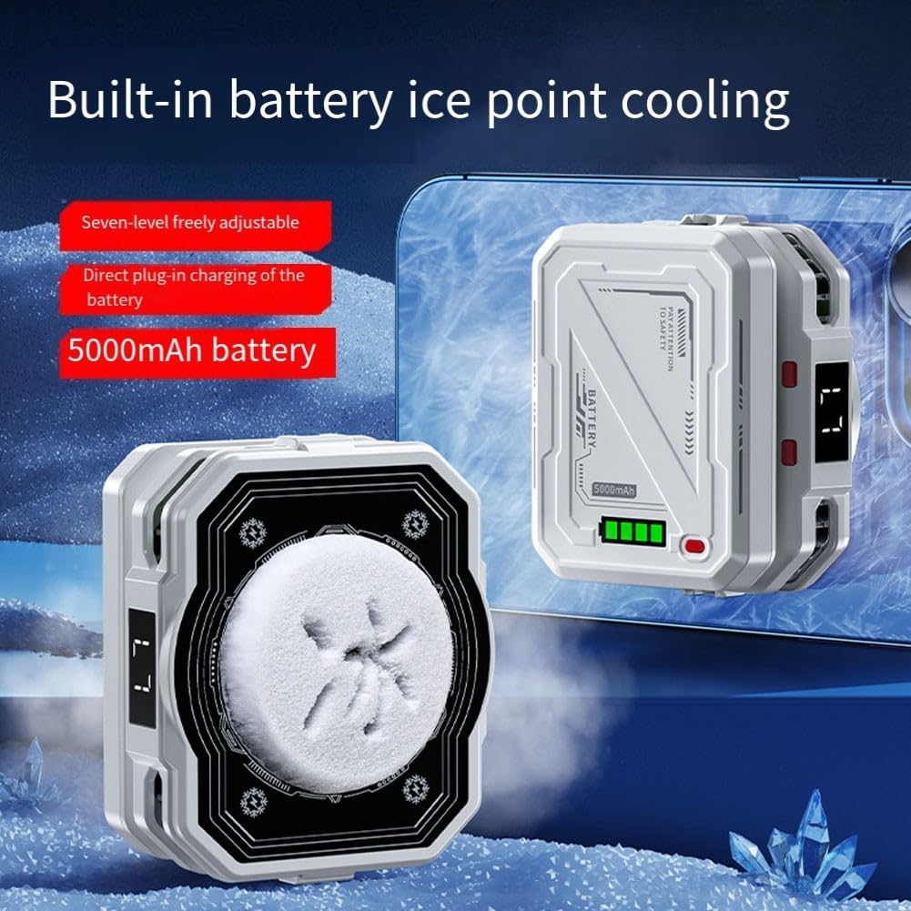 Refroidisseur de téléphone magnétique sans fil avec affichage numérique, batterie rechargeable 5000 mAh, ventilateur de refroidissement pour téléphone mobile, streaming en direct