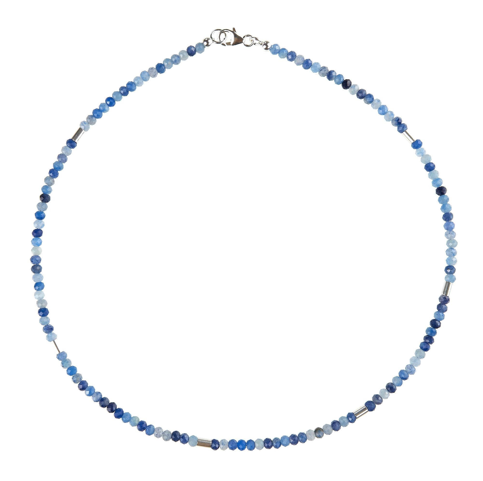 Blauquarz Kette 925 Silber Halskette Steinkette
