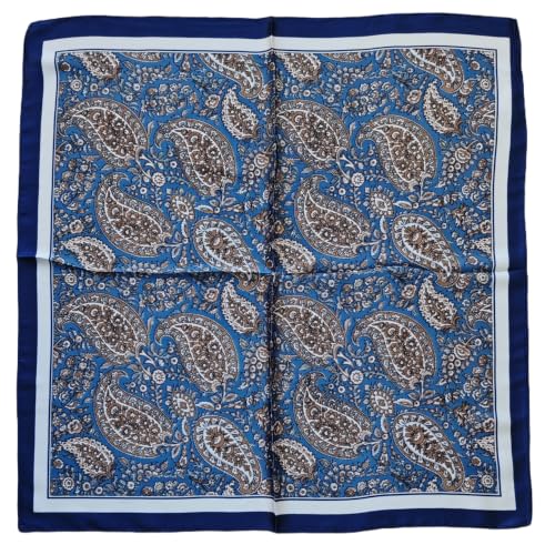 GIMIRO Foulard carré cachemire bleu polyester satin 70 x 70 cm, Bleu Psl Fs-21, 70x70 Centimeters – vue 2
