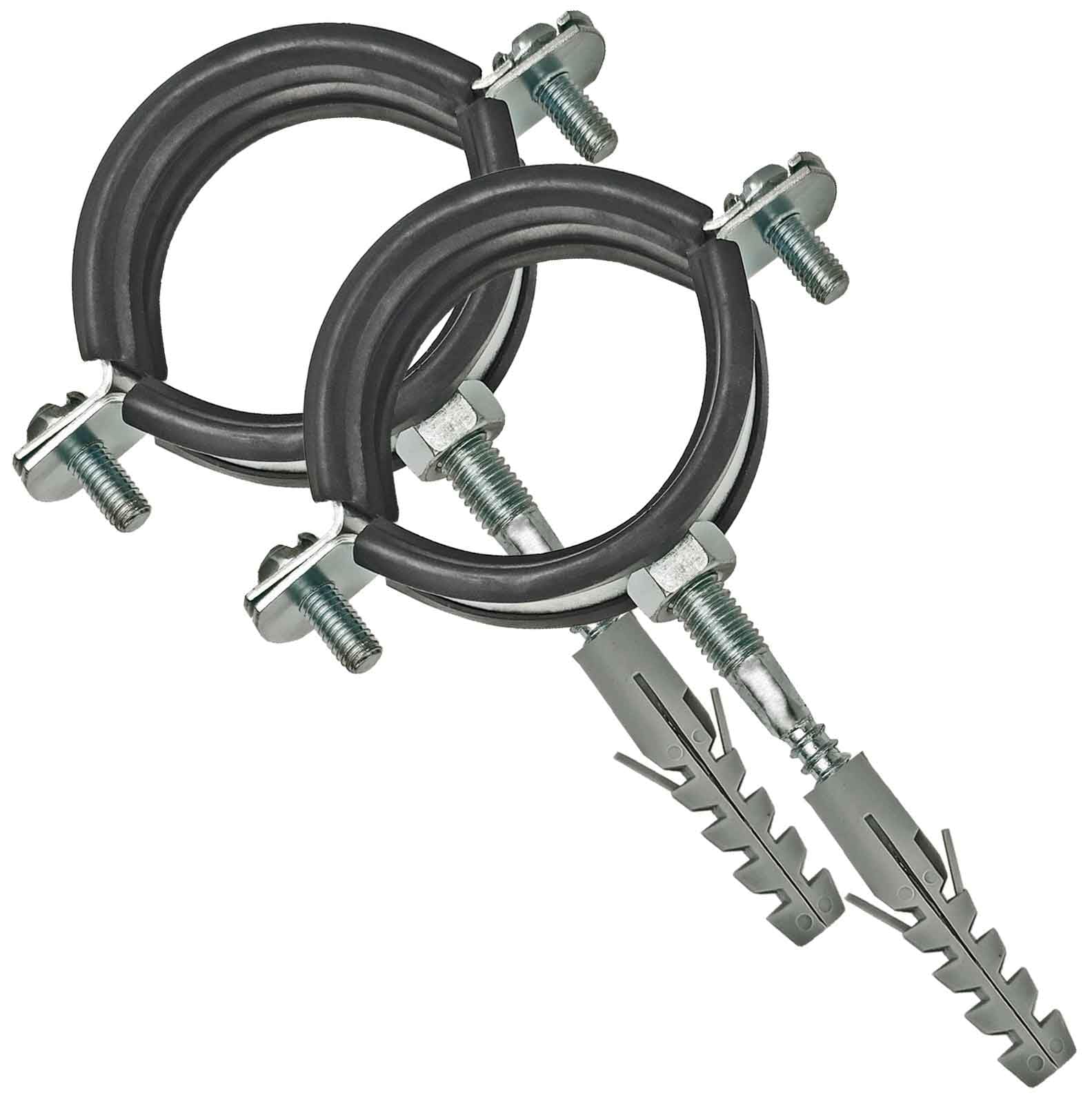 2 Metall-Rohrhalterungen Für Rohre 25-28 Mm – Inklusive Montagezubehör, Für Stahl-, Kupfer- & Kunststoffrohre