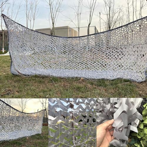 Camouflage Netz, Graues Tarnnetz, 2m 3.0m 4.0m 5m 6m 7m 10m 11m 12m 15m Militärisches Wasserdichtes Dekornetz, Terrassenschattennetz, Sichtschutz(1.5X4.0m)