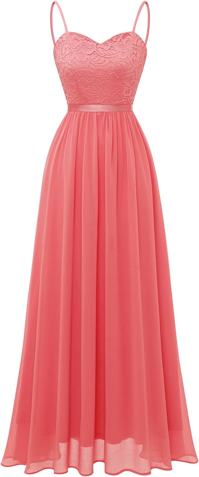 Lace Chiffon Wedding Dresses for Women UK, Spaghetti Strap Maxi Elegant Bridesmaid Evening Ladies Dress