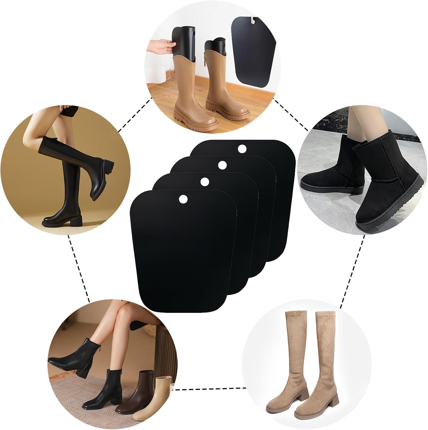 4 Pack Boot Shapers Form Inserts Reusable Boot Trees for Long Boots, Boot Inserts to Keep Shape