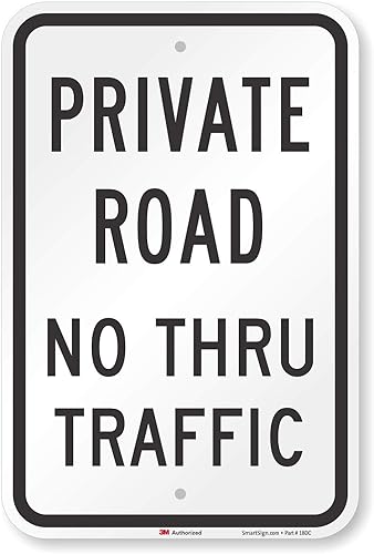 Miniatura 5 de SmartSign - T1-1019-HI_12x18 3M Señal reflectante de alta intensidad de grado de alta intensidad, leyenda "Private Road No Thru Traffic", 18" de