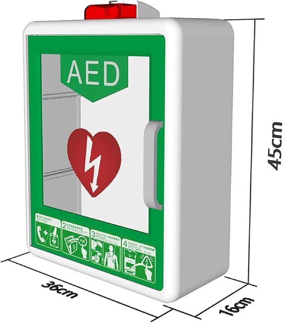 Wall-Mounted Cardiac Defibrillation Alarm Box, AED Defibrillator Storage Cabinet with Light And Alarm System, Double Switch Control, First Aid Case, for Home Office Hospital Public Places (Color : Or