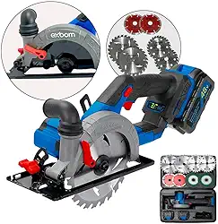 Serra Circular Portátil a Bateria 48V, Brushless 6', com Ângulo Ajustável 0-45°, Lâmina de 150mm, 20000mAh, para Cortes em Madeira, Vidro, Azulejos e Tijolos