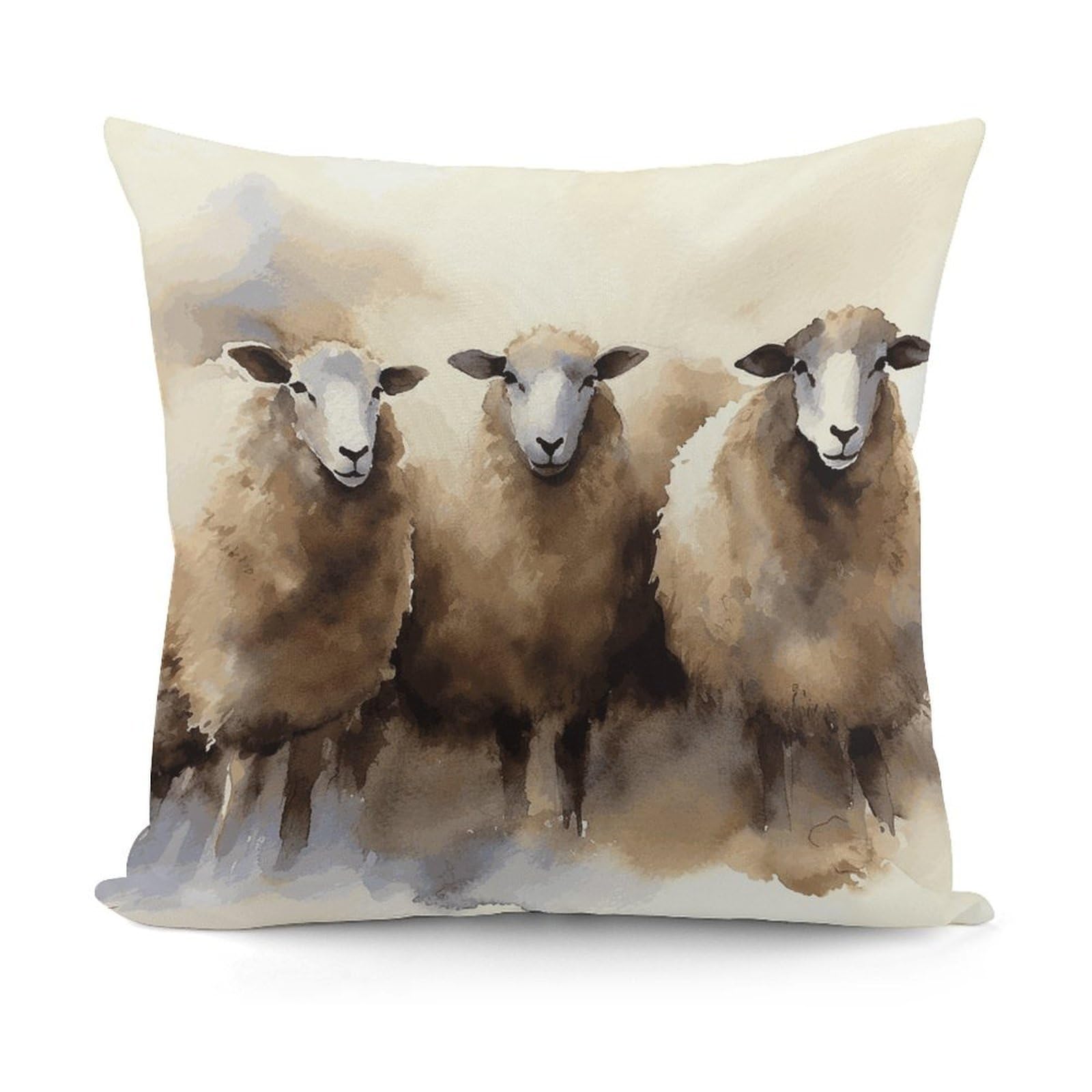 Adfgyerh Style Sheeps Watercolor Decorative Pillow Covers, Throw Pillow Covers Soft For All Seasons, Pillowcases For Couch Living Room Sofa Bedroom 18X18 Inch