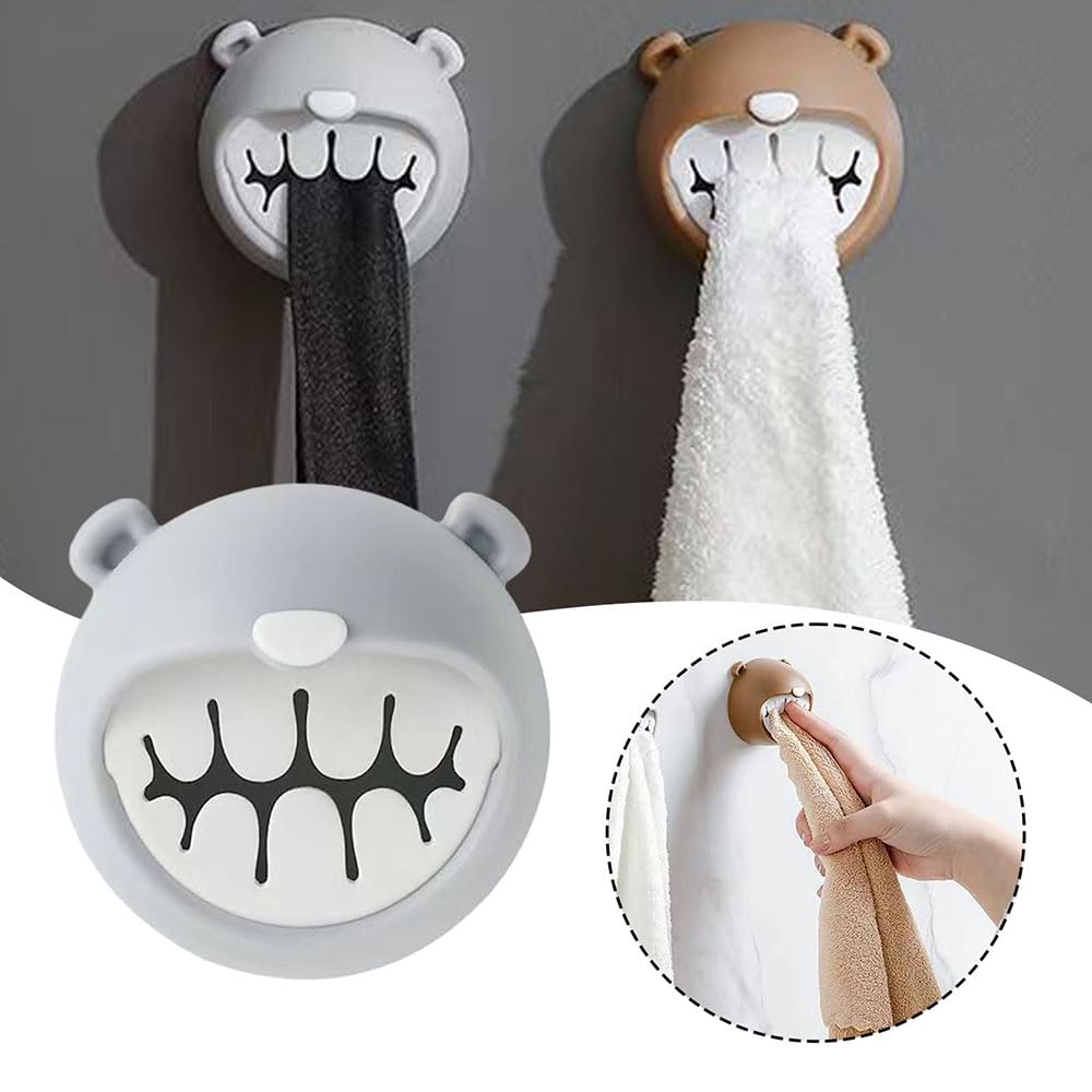 Porte-torchon Autocollant En Forme D'animal - Support Mural à Ventouse Pour Cuisine Ou Salle De Bain, Mignon Et Pratique