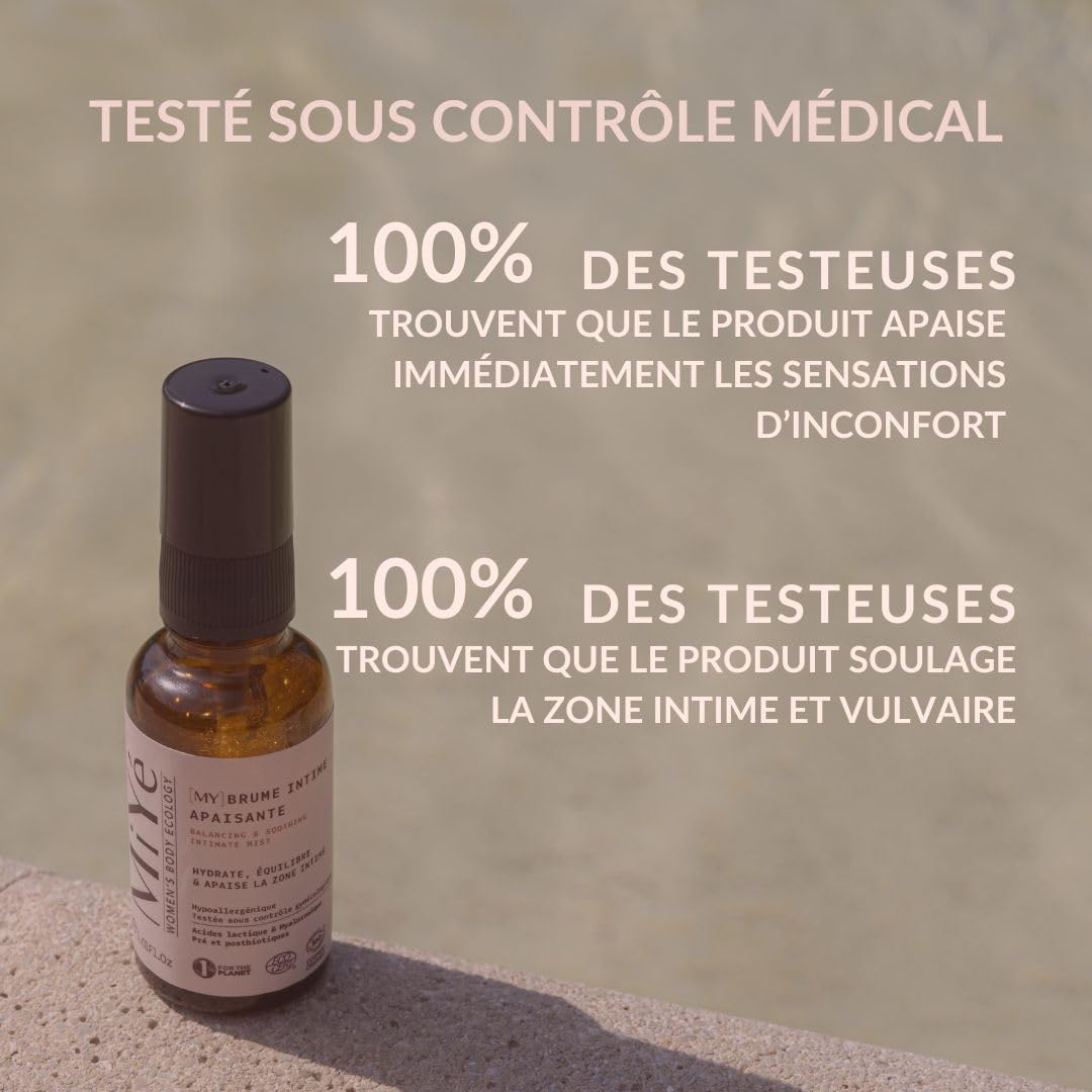 Brume intime apaisante BIO | Probiotique flore intime, acide hyaluronique & acide lactique | Hydrate rééquilibre & anti odeur | 30 ml, MiYé