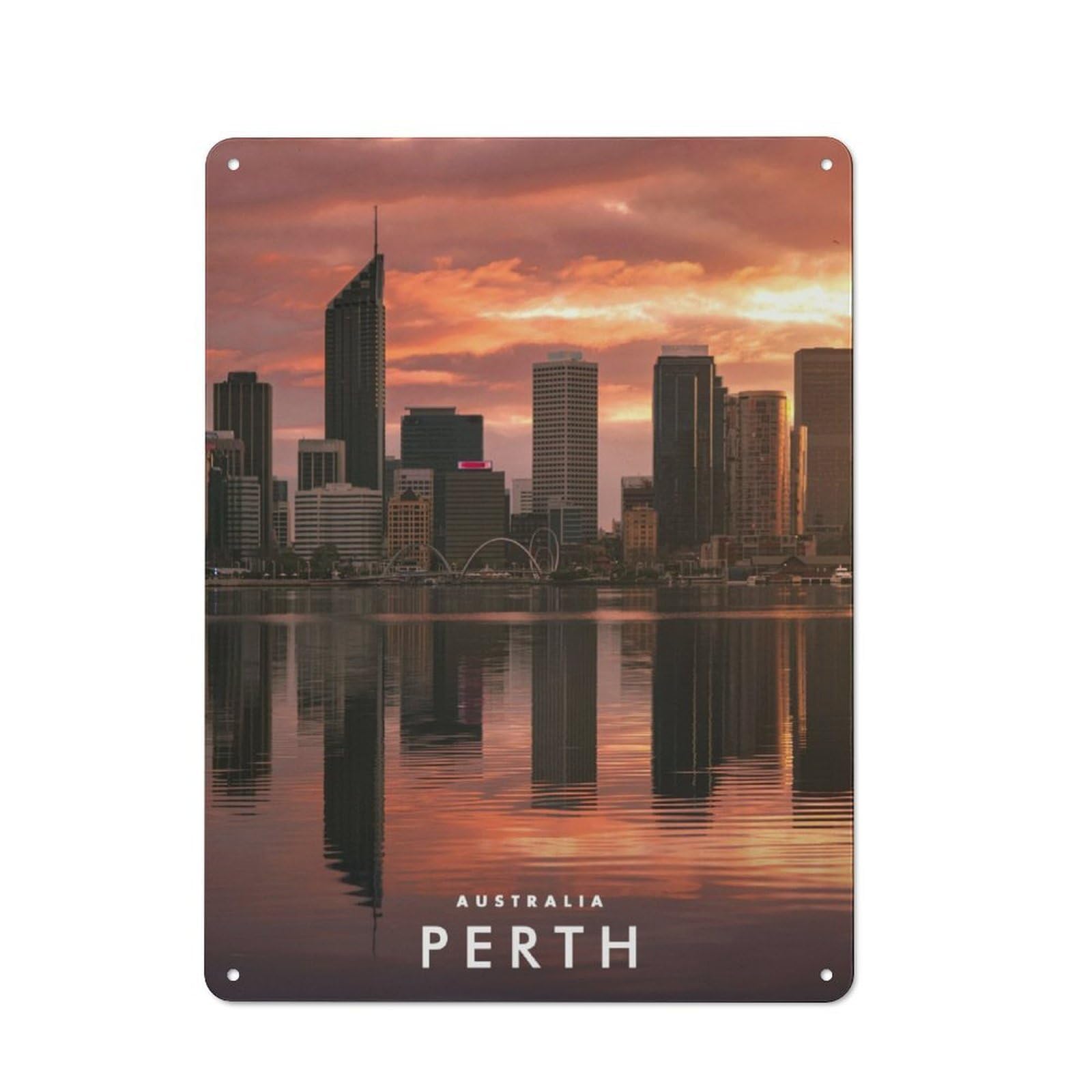 Junmoney Perth Australia For Lounge Or Reading Corner, Vintage Metal Sign 40X30cm, For Cooler-Season Styling In Lounge And Reading Corner