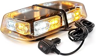 Xprite36 LED Rooftop Strobe Beacon Mini Bar Lights 16 Flashing Modes Warning Hazard Light w/Magnetic Base for Emergency Vehicles Trucks Snow Plow Construction Cars Bus - White Mix AmberGlobal Recycled StandardGlobal Recycled StandardGlobal Recycled Standard