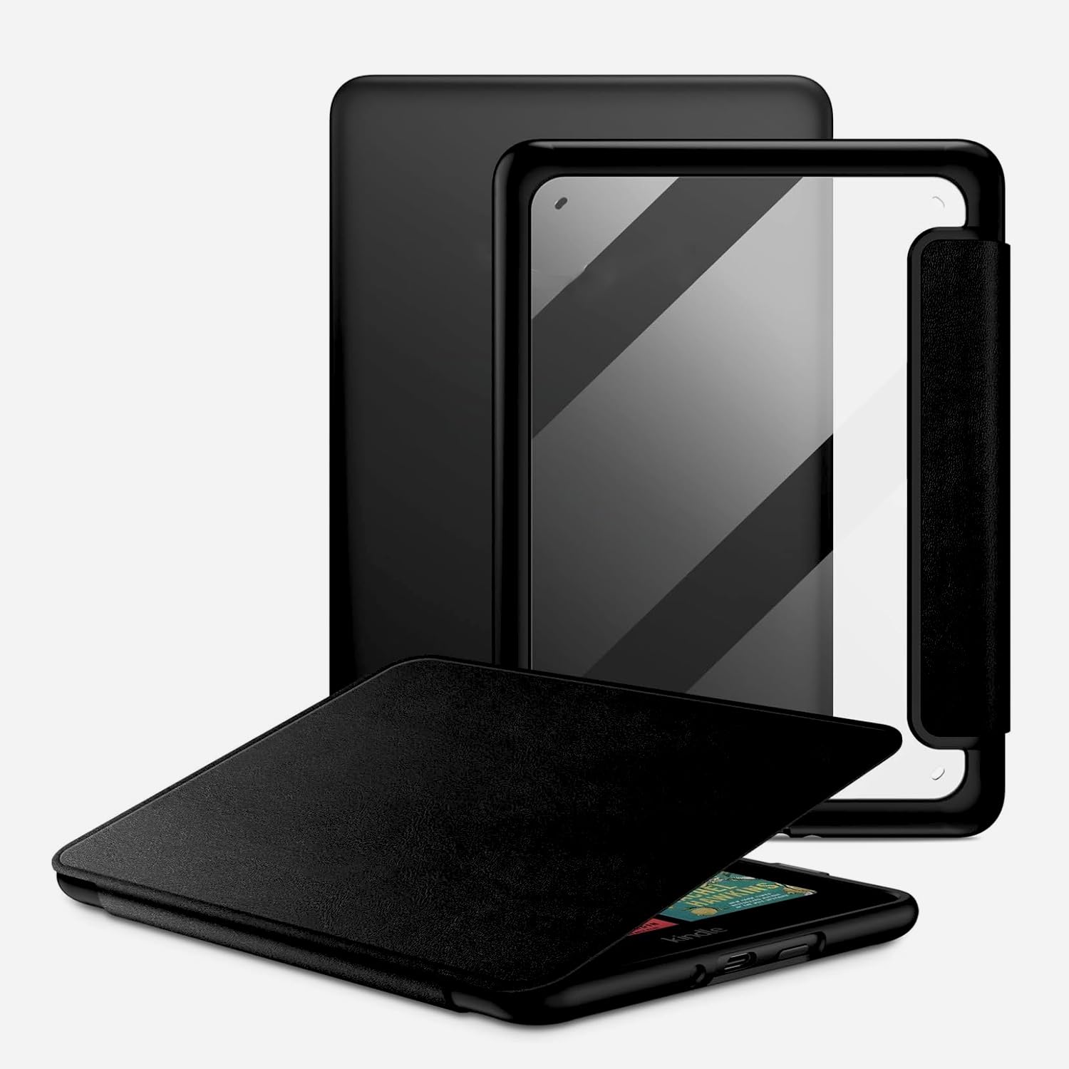 MOCA Case for 7 Inch Kindle Paperwhite 12th Gen 2024 and Signature Edition, Slim Shockproof Clear Back Cover, Auto Sleep/Wake Protective Case (Black)-image-35