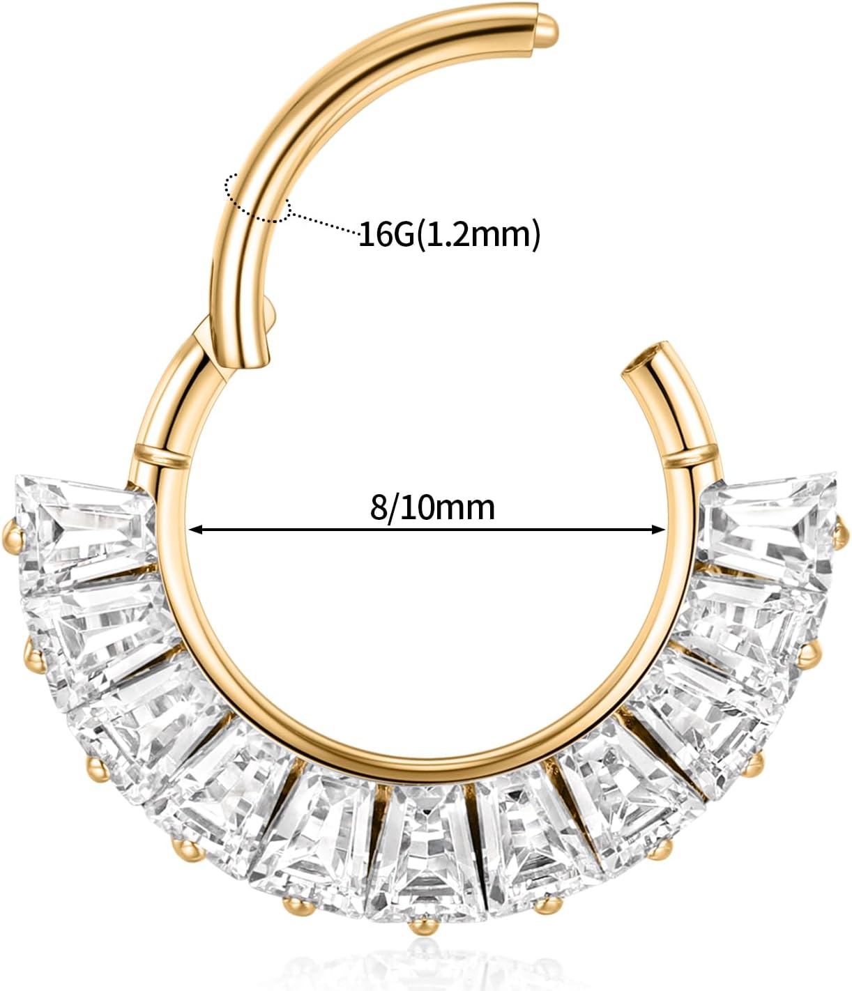 FUNLMO 16G 18G Septum Daith Jewelry Nose Ring Hoop Cartilage Earring Rook Tragus Helix Conch Piercing Jewelry 316L Surgical Steel Clicker