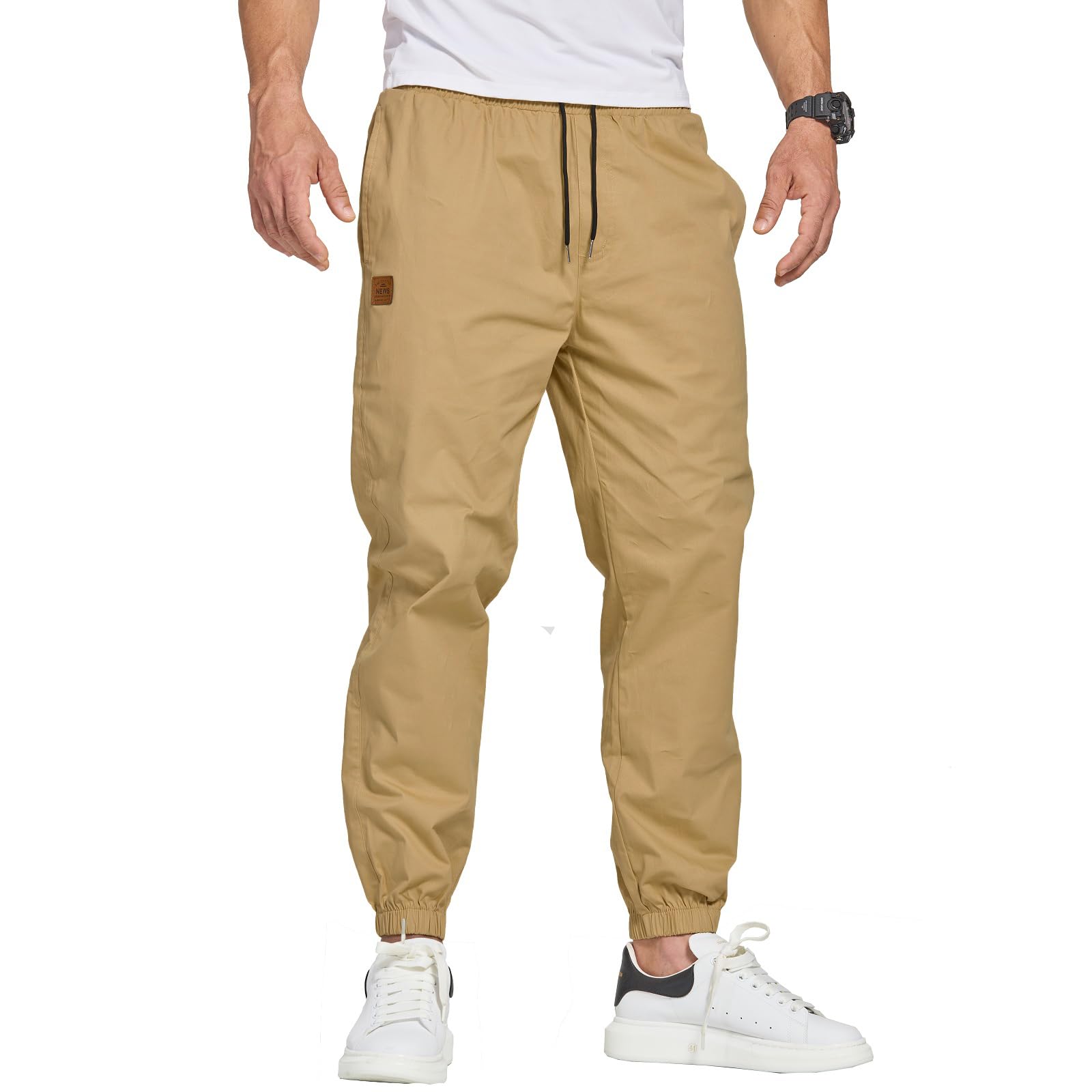 ZOXOZ Herren Hose Chino Cargo Hose Freizeithose Baumwolle Sporthose Casual Jogginghose Elastische Taille mit Kordelzug Sweatpants Herren mit Taschen