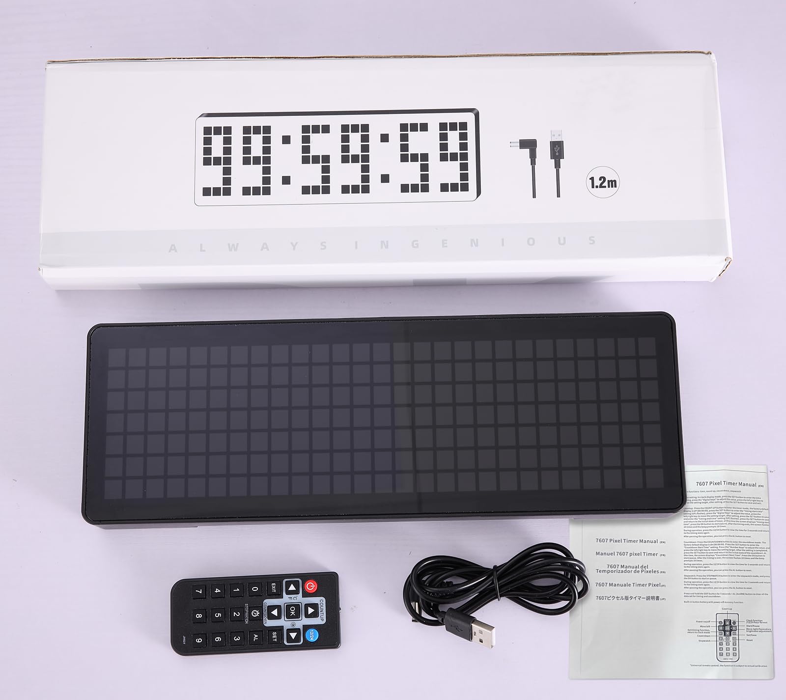 Temporizadores para Gimnasio, 13.2" Grande Reloj Temporizador Digital de Pared con Countdown/UP Cronómetro,Brillo Ajustable y Control Remoto para Sala de Estar, Oficina, Cocina, Aula, Gimnasio