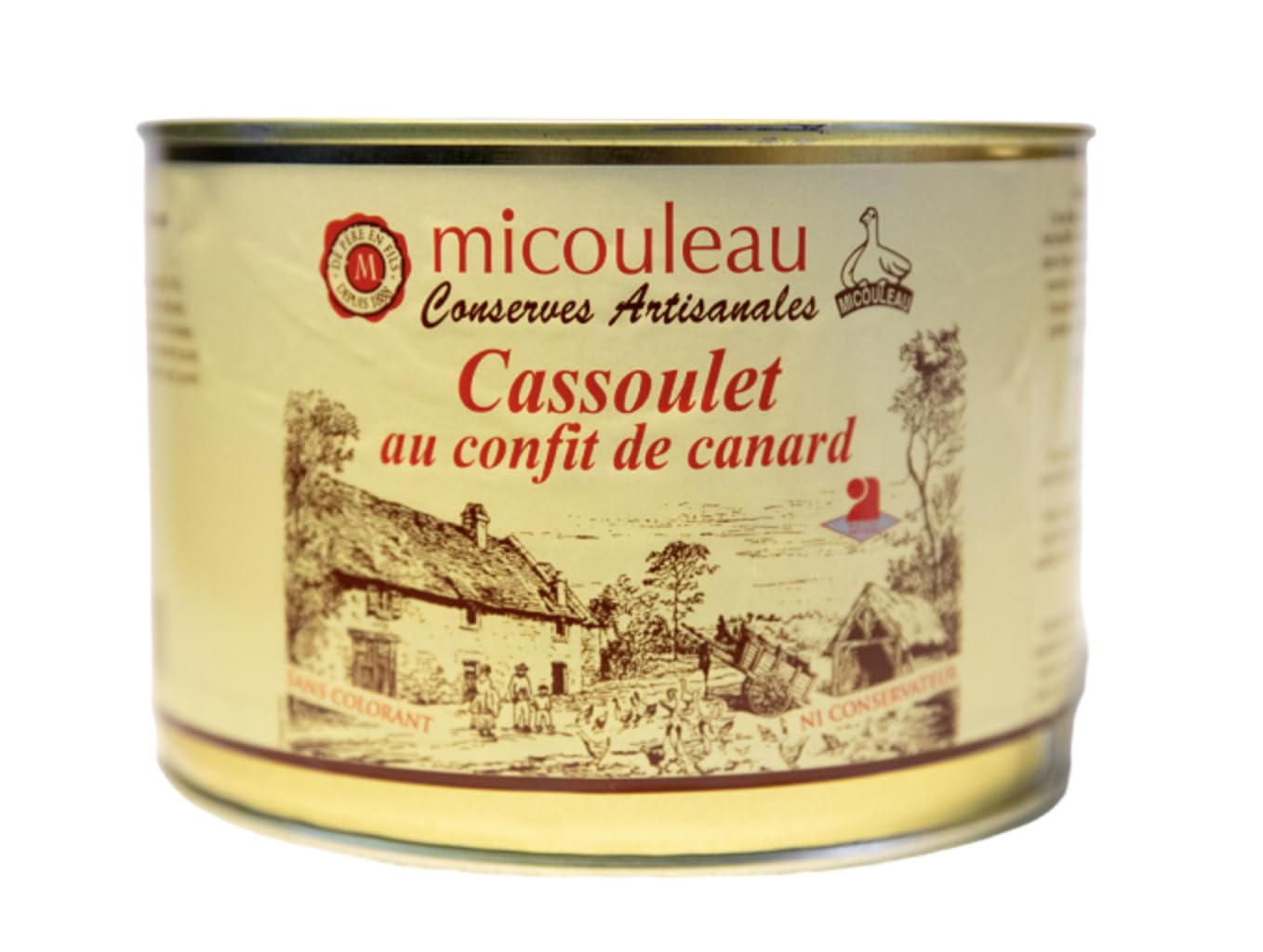 Conserve de 2/1- Cassoulet au Confit de Canard, Boite 1680 g - Plat Traditionnel Sud-Ouest - cuisse de canard - IGP - 4 Personnes