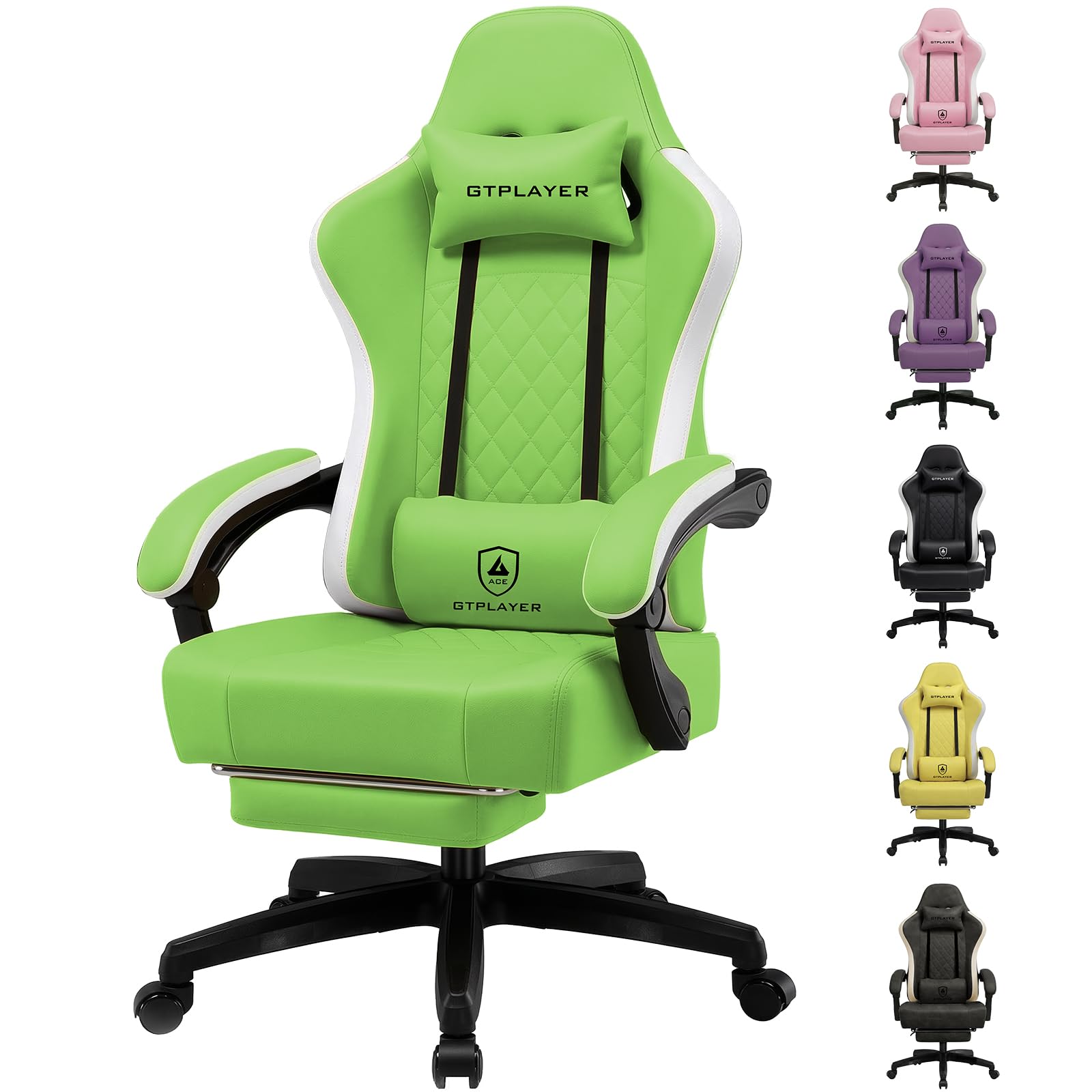 GTPLAYER Gaming Chair with Footrest, Ergonomic Computer Desk Chair with Pocket Spring Cushion Home Office High Back Support Lumbar Support Heavy Duty Wide — image 1