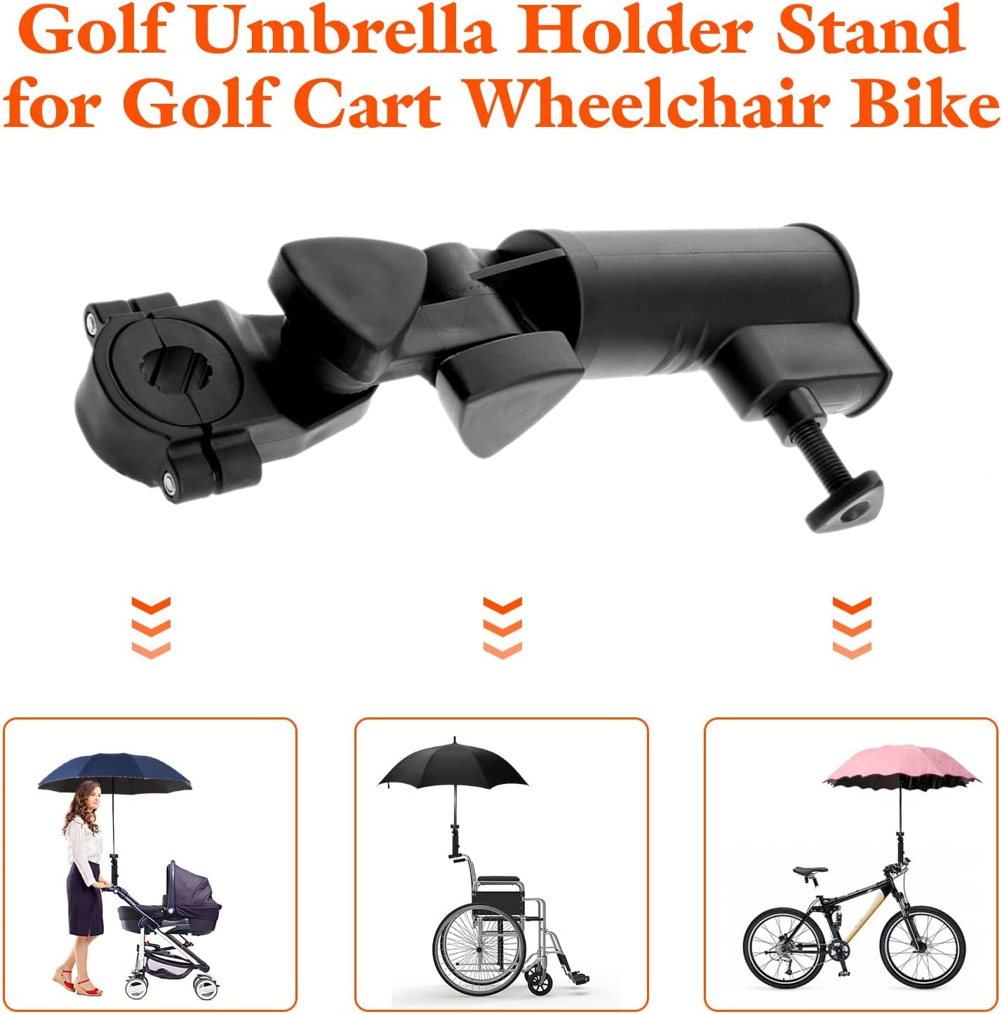 Portaombrelli da Golf,Portaombrello Trolley da Golf Universale,Porta Ombrelli Golf Regolabili per Manici da Golf Cart