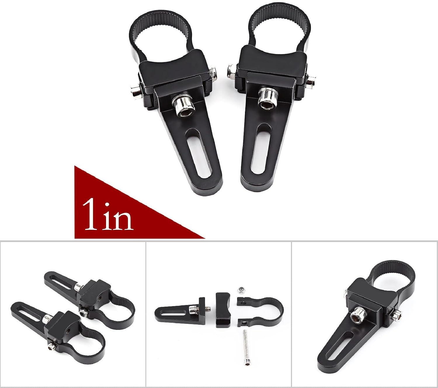 2 pcs Work Light Clamp Bar Mounting Bracket, Clamping Work Light Tube Bracket for Cars, Trucks, SUV, ATV (1 inch)