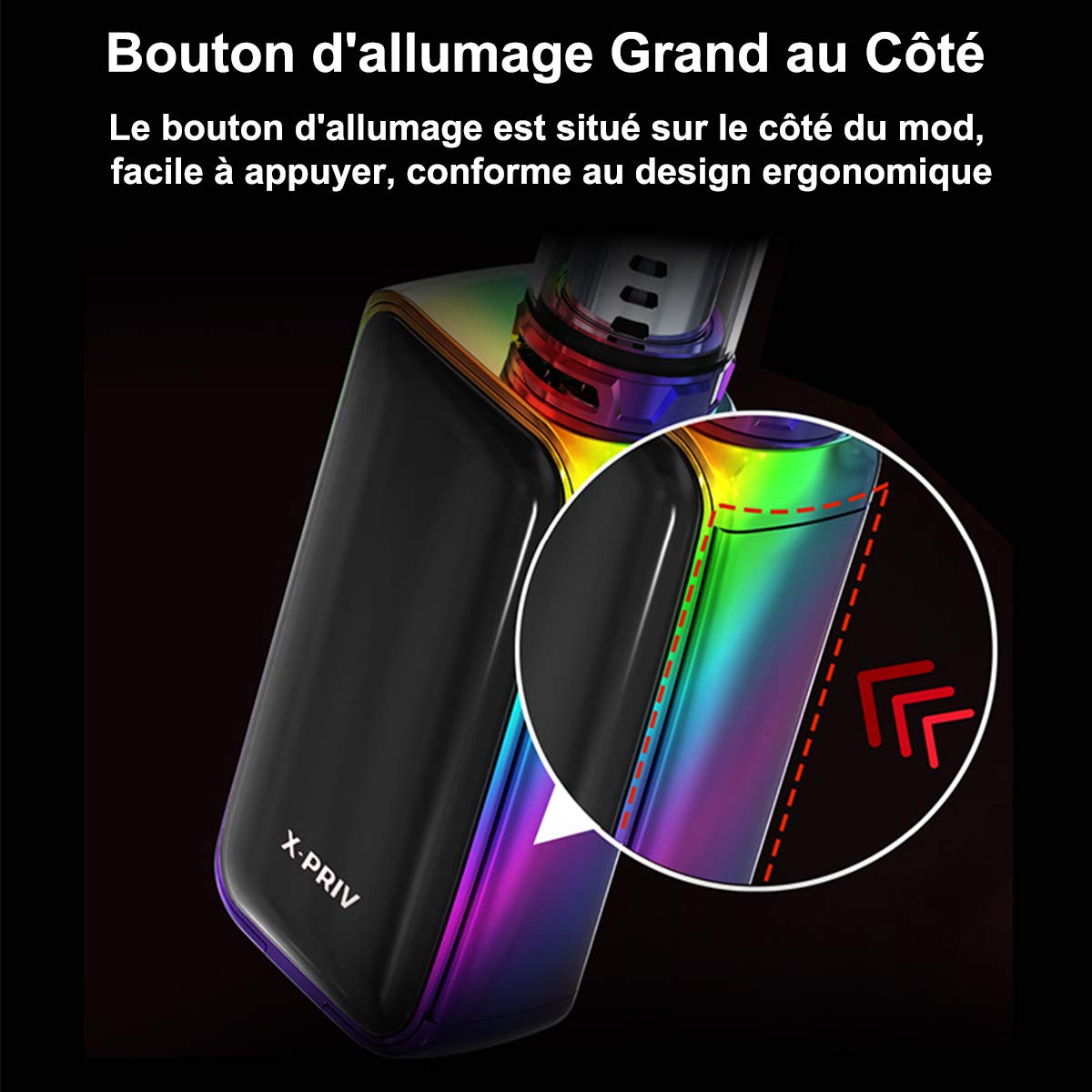 SMOK X-Priv 225W Cigarette électronique Kit Complet Débutant Vapoteuse TC  Vape Box Mod Plein Écran Avec Réservoir TFV12 Prince Tank 0.4ohm Résistance  Sans Nicotine Ni Tabac (Noir Rouge) : Amazon.fr: High-Tech