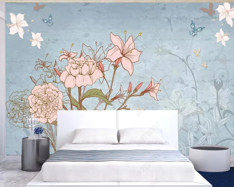 Papier peint intissé fleurs de lys poster géant mural de salon 150x105 - 3
