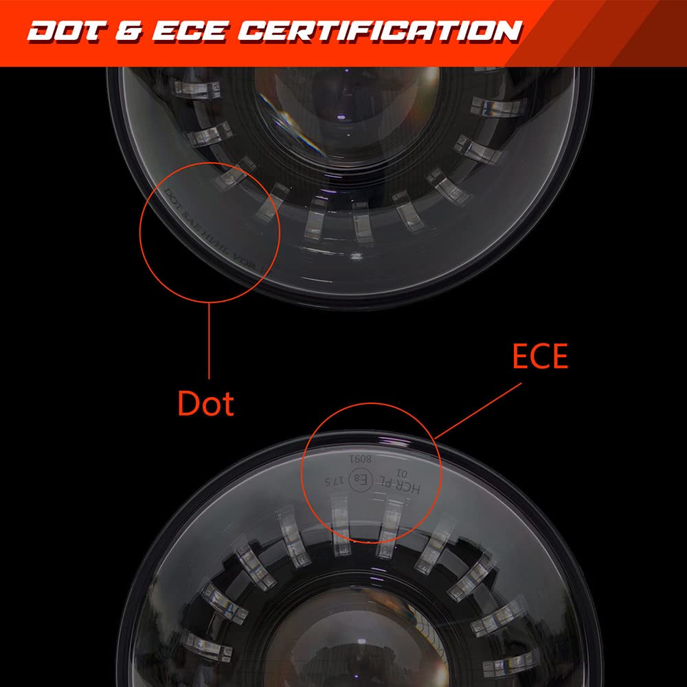 AIVYNA Indicatore di Direzione da 7 Pollici Luce Halo H4 Faro Alto Anabbagliante Controllo App Luce di Marcia Diurna per Jeep Wrangler JK 2 Pezzi