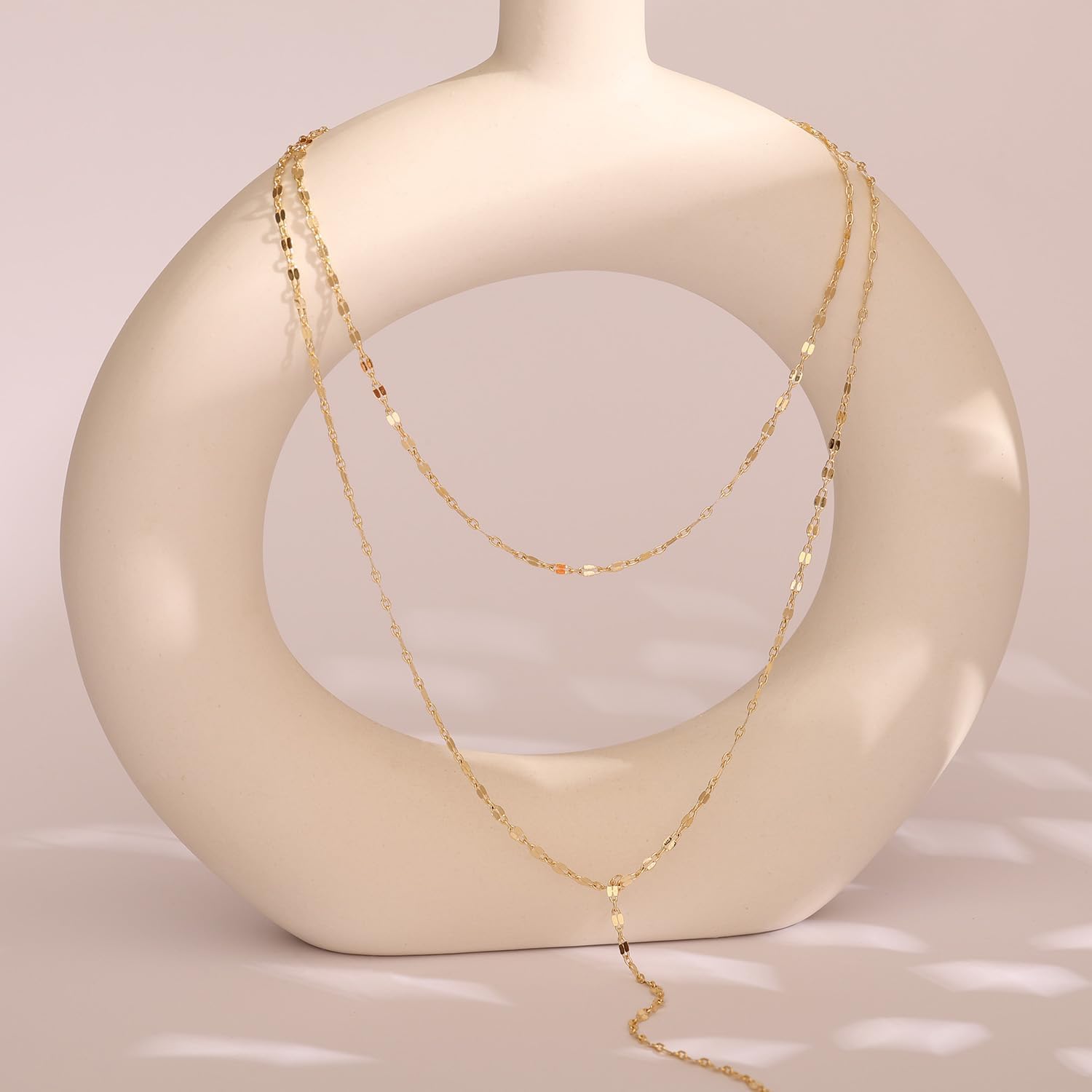 Lariat Necklace for Women, Non Tarnish Dainty Chain Stackable 14K Gold Plated Cute Trendy Layered Necklaces Elegant Jewelry Gift for Women Her - Image 6