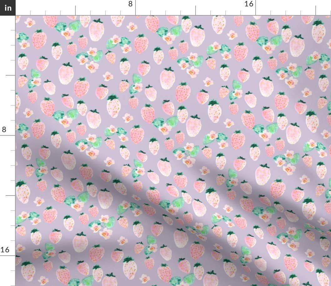 Spoonflower Fabric - Bloom Strawberry Blossom Strawberries Fruit Spring Printed on Petal Signature Cotton Fabric by The Yard - Sewing Quilting Apparel Crafts Decor