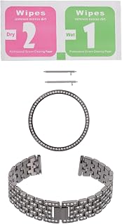 Stainless Steel Watch Band Womens Diamond Bracelet 1 Set Fashion Watch Diamond Strap and Bezel Beautiful Watch Band with Bezel Ladies Sweatsuit Sets Stainless Steel Set